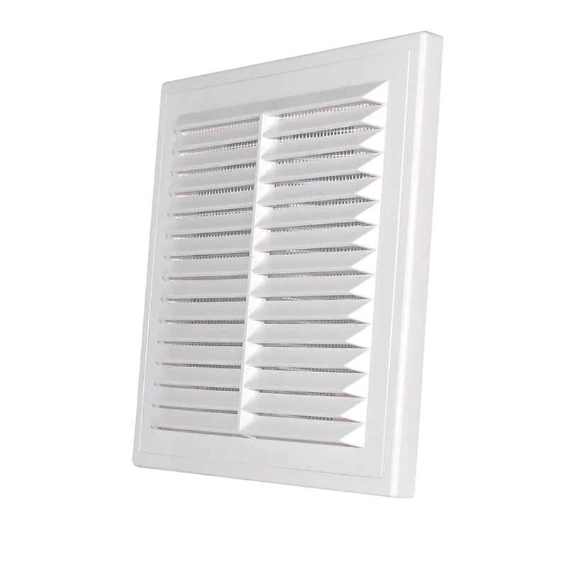 White Louvre Vent with Fly Screen, 180mm x 250mm