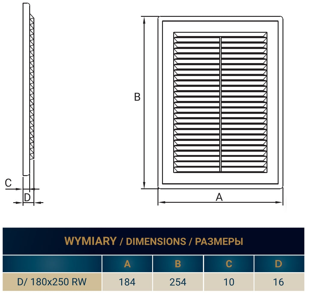 White Louvre Vent with Fly Screen, 180mm x 250mm