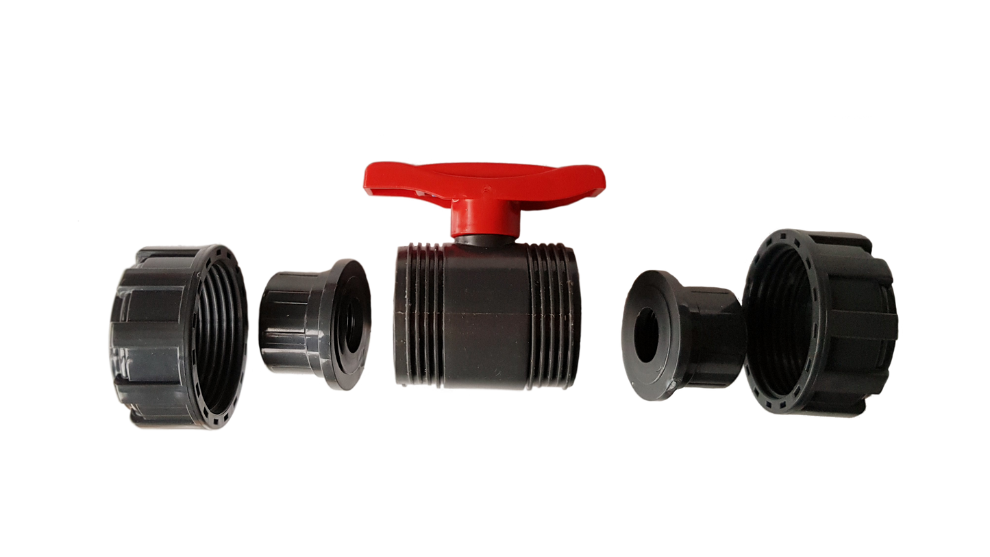 PVC Double Union Stopcock Valve, 1/2"