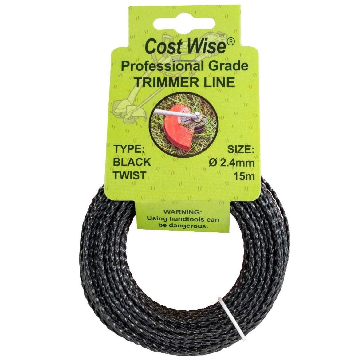 15m Twisted Black Trimmer Line, 2.4mm