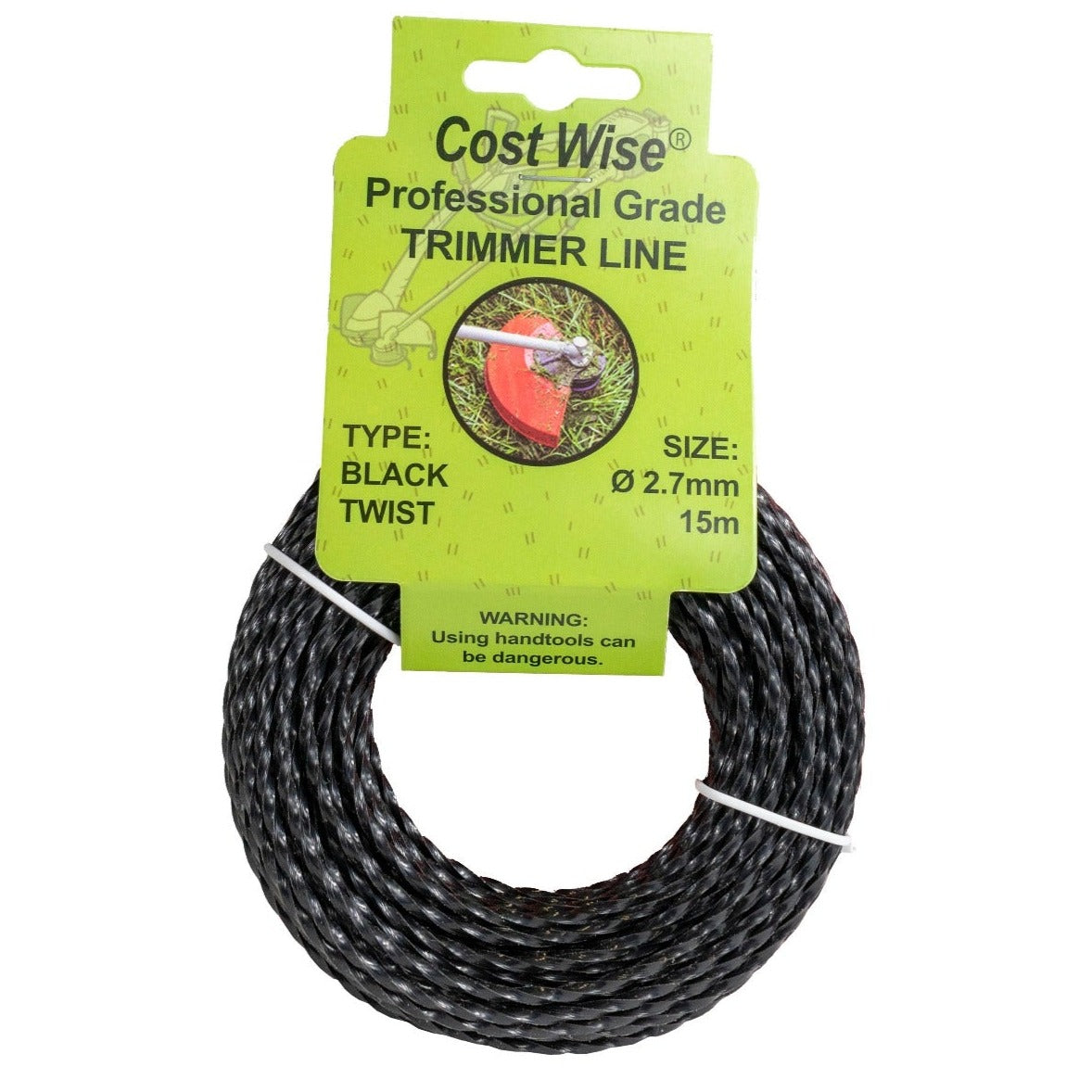 15m Twisted Black Trimmer Line, 2.7mm
