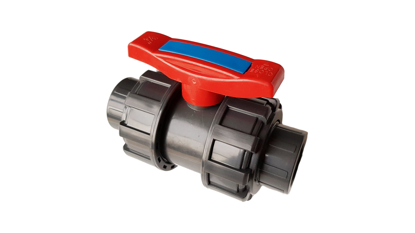 PVC Double Union Stopcock Valve, 1/2"
