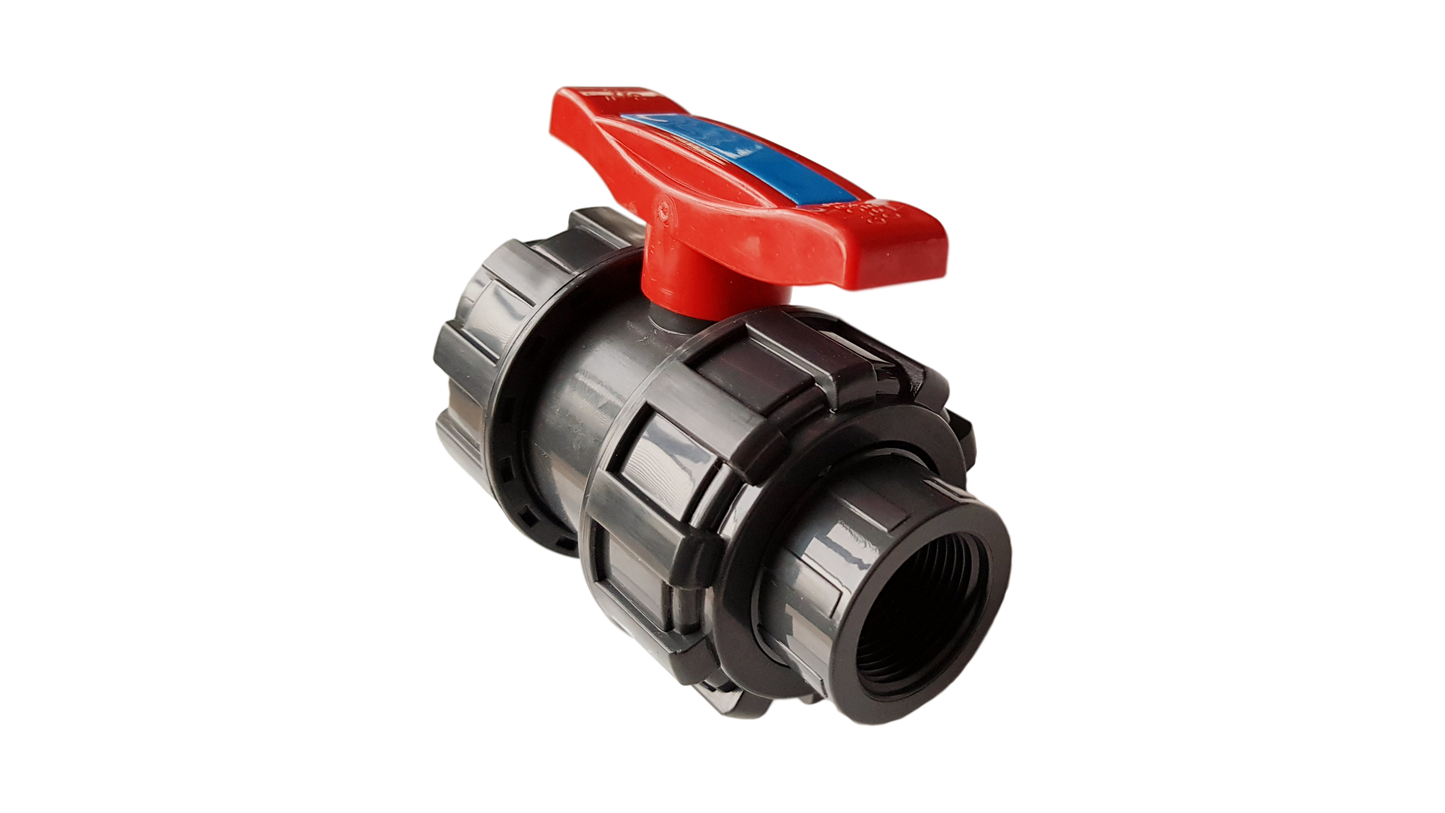 PVC Double Union Stopcock Valve, 1/2"