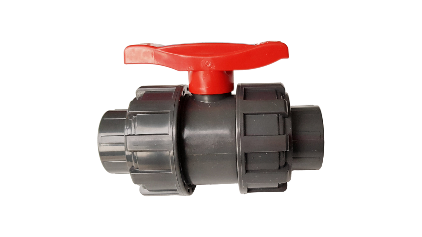 PVC Double Union Stopcock Valve, 3/4"