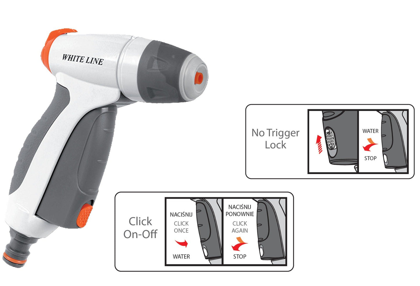 Grey & White Adjustable Flow Water Sprayer, EN51M