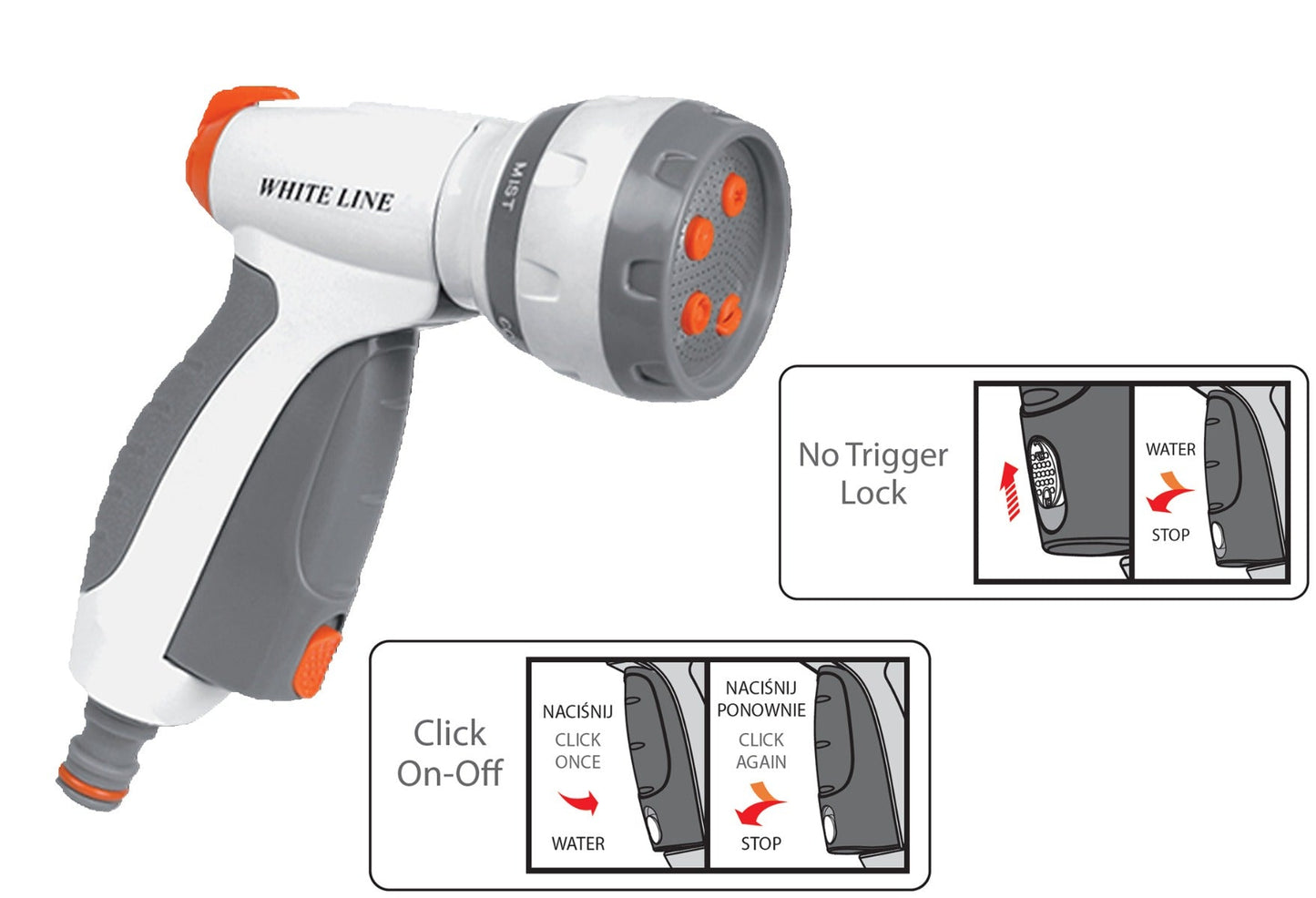 Grey & White 4-Pattern Multi Water Sprayer, EN52M