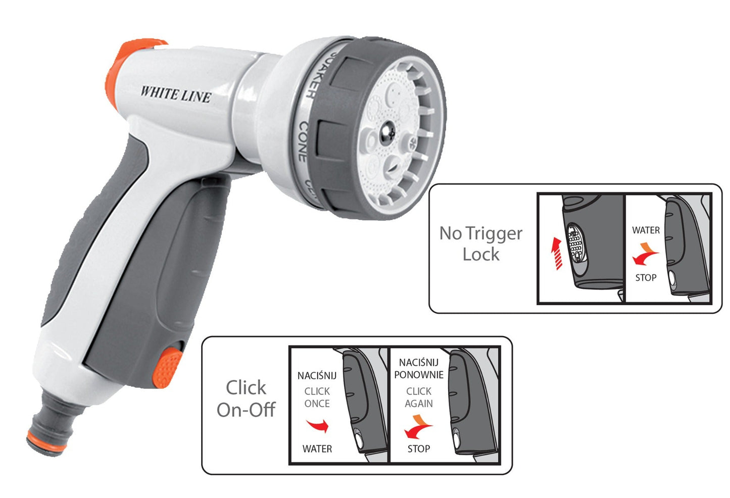 Grey & White 7-Pattern Multi Water Sprayer, EN53M
