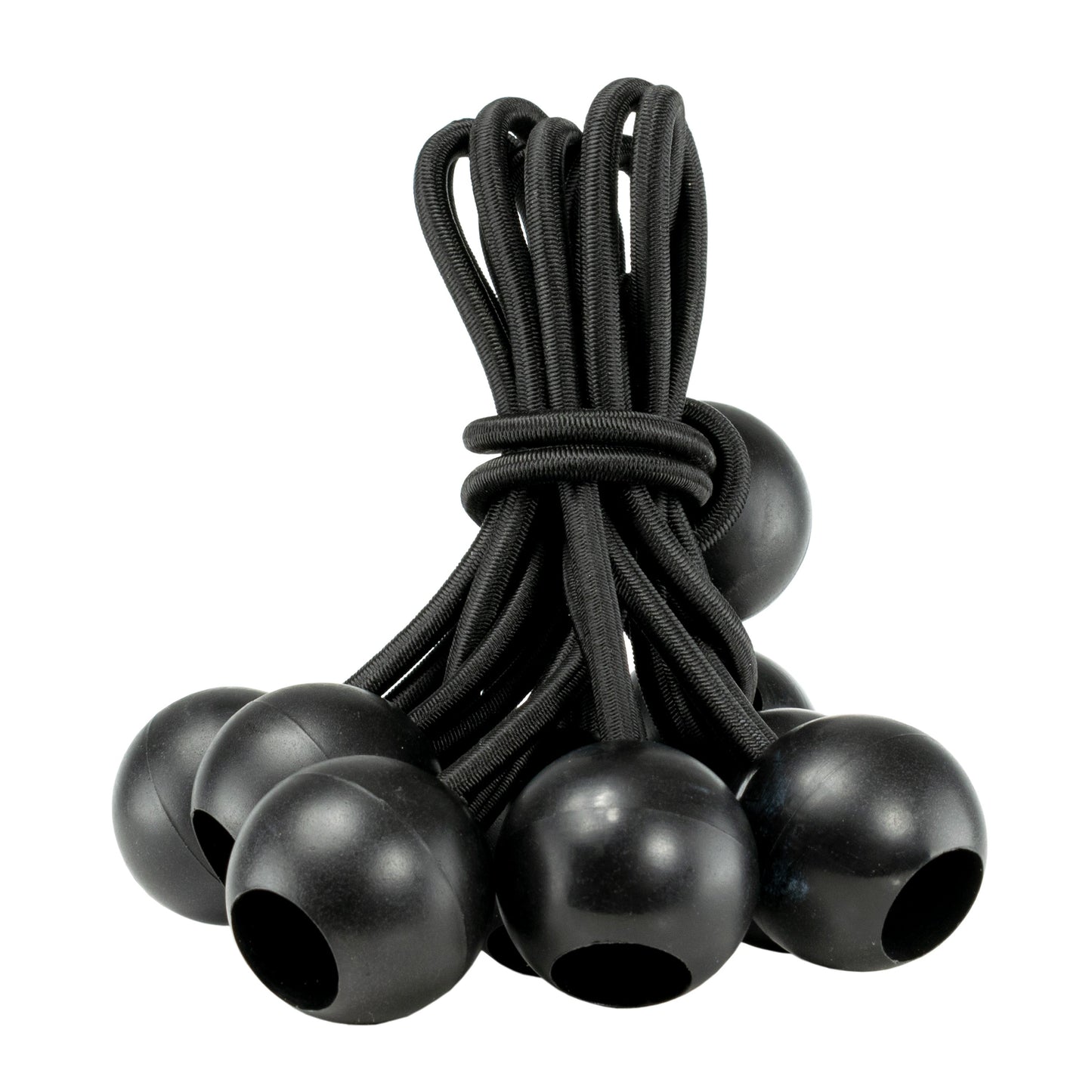 Mixed Size Pack of 30 Black Bungee Balls, 4"/ 6"/ 10"