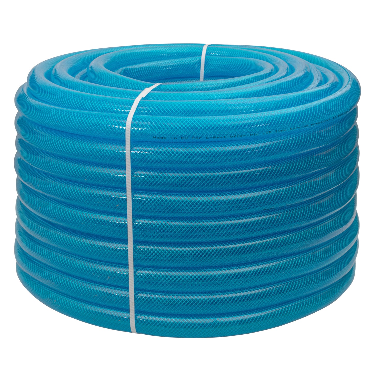19mm Braided PVC Fuel Tech Hose, Transparent Blue