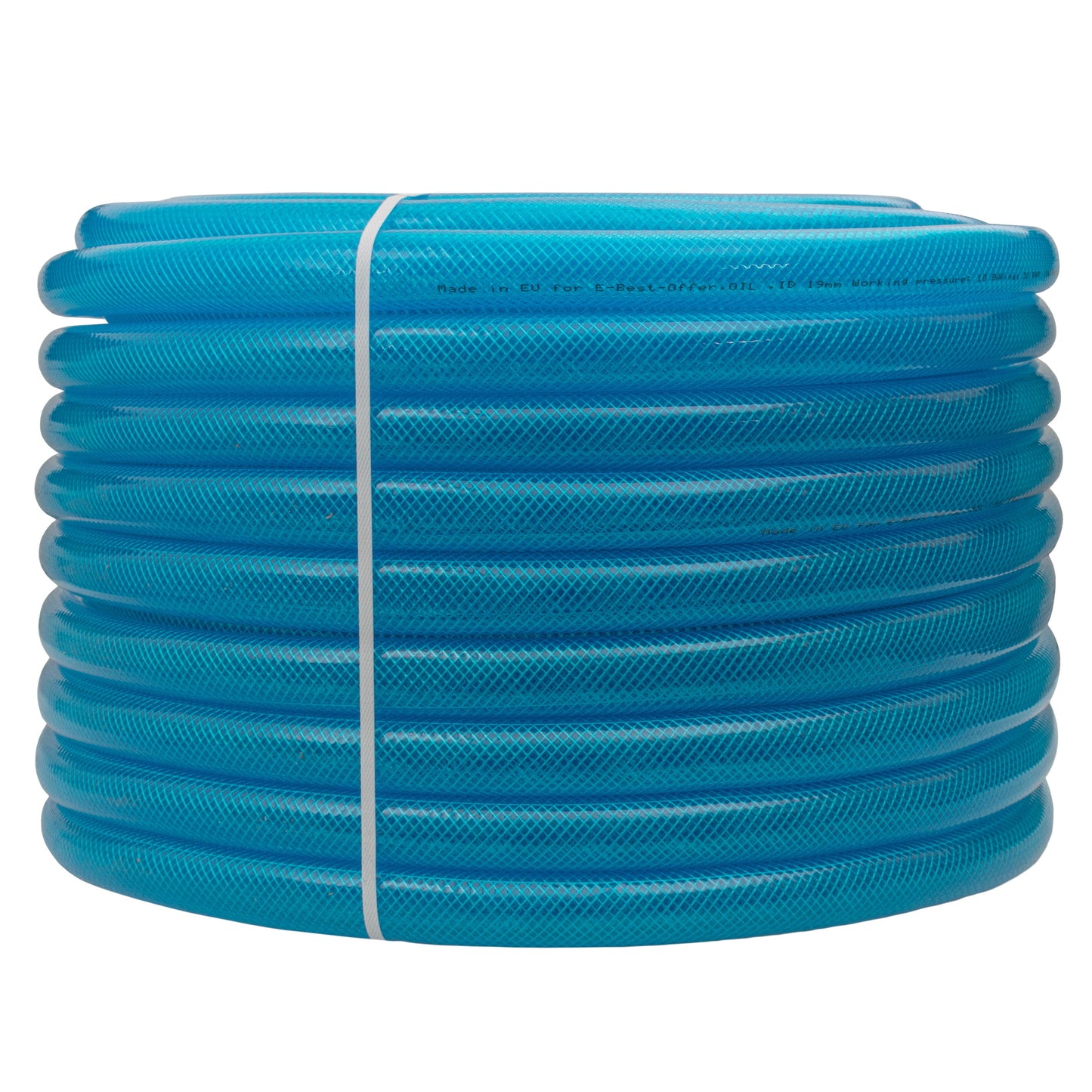 19mm Braided PVC Fuel Tech Hose, Transparent Blue