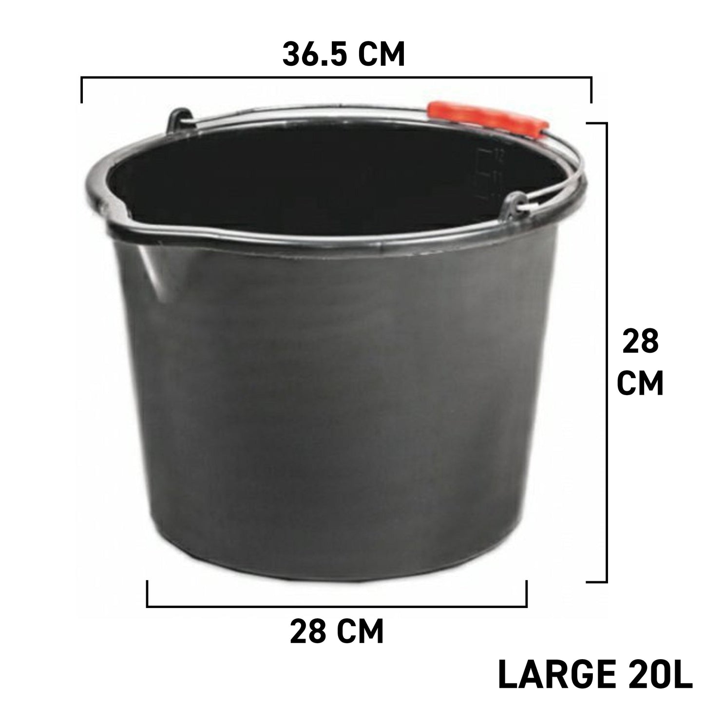 Black Multipurpose Bucket with Handle, 20 Litres
