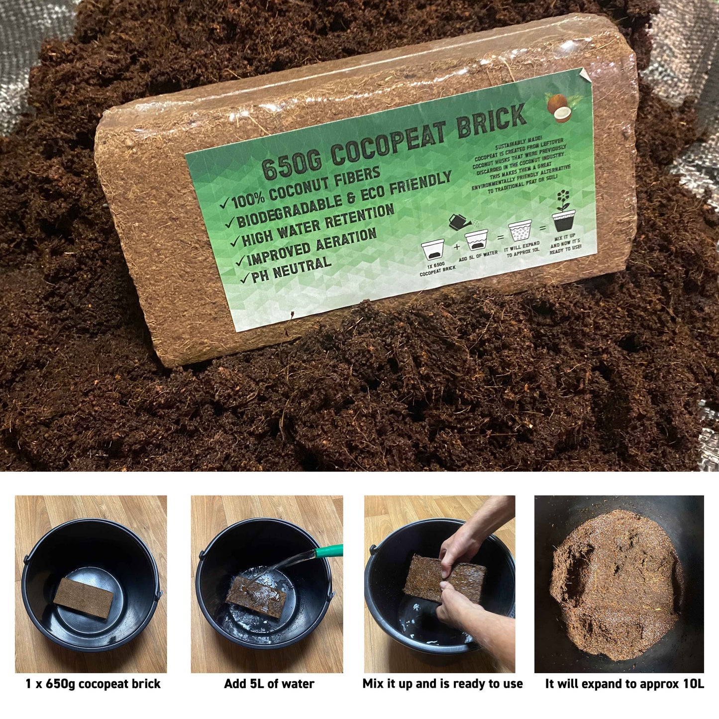 Organic Coconut Coir Fibre Natural Compost Brick, 650g