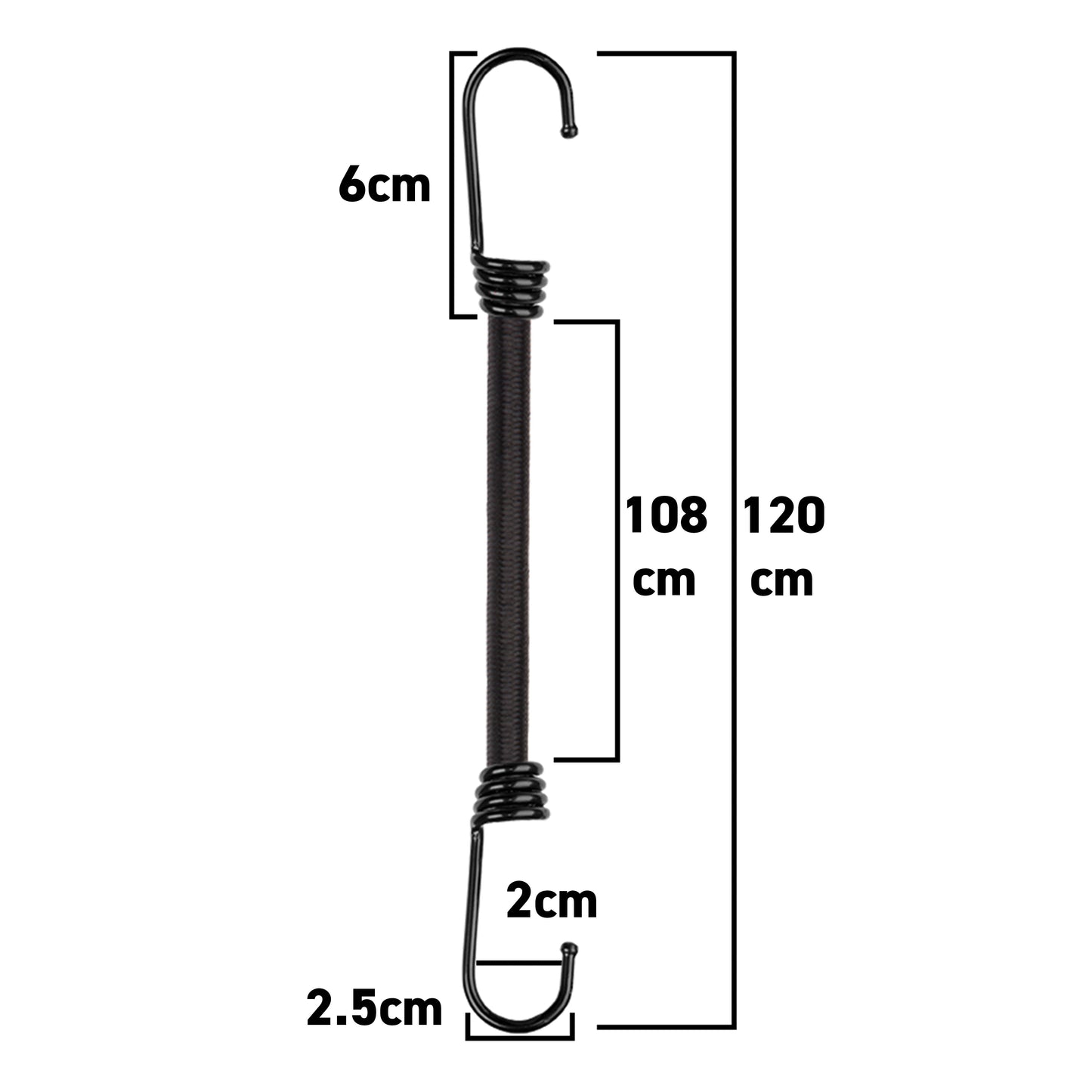 Bungee Loop with Metal Hooks, 120cm
