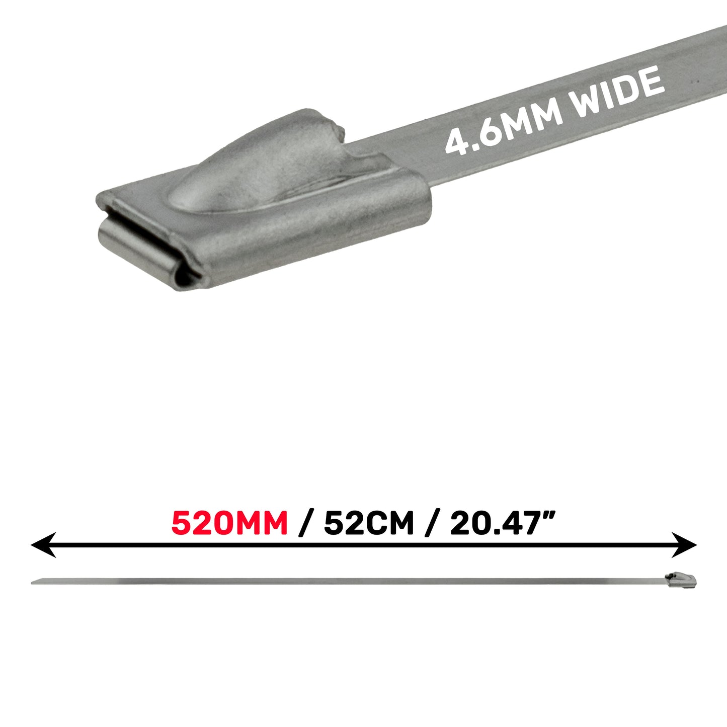 Stainless Steel Cable Ties, 4.6mm x 520mm