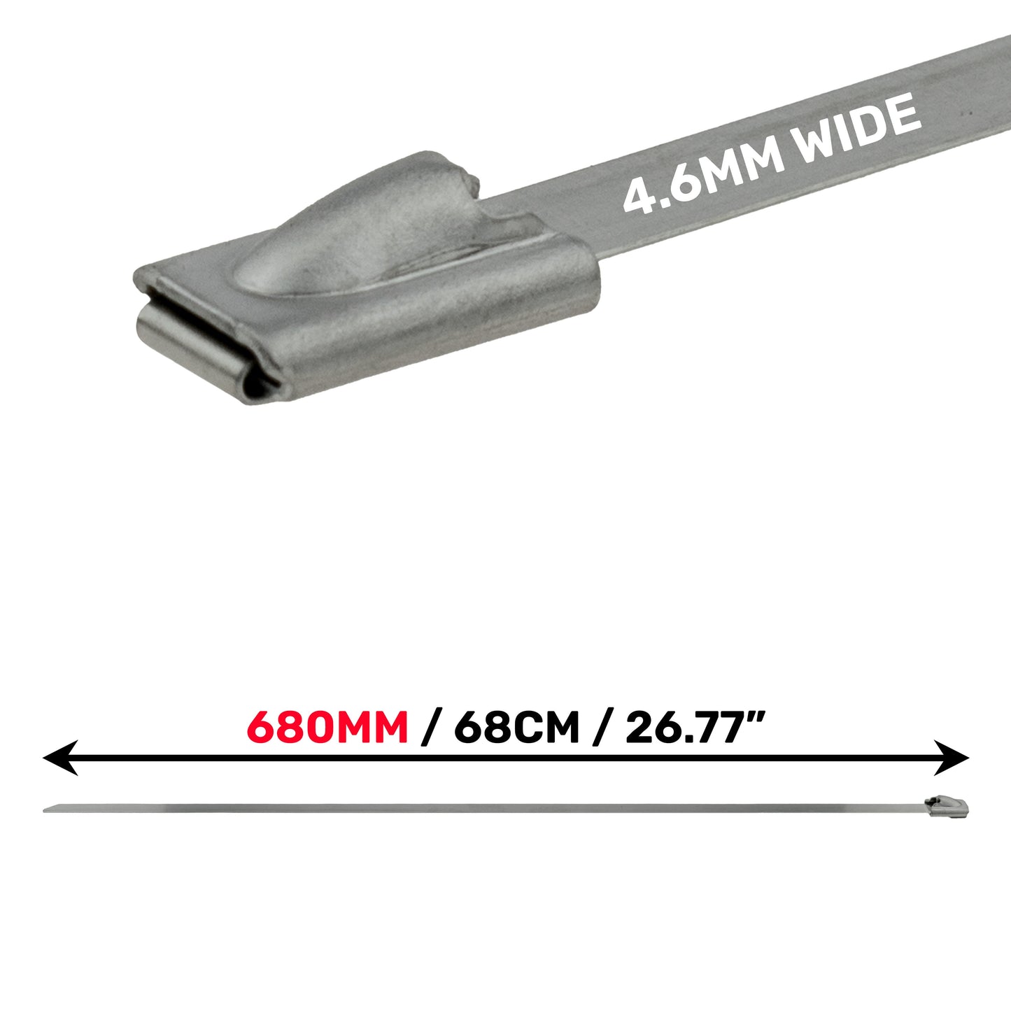 Stainless Steel Cable Ties, 4.6mm x 680mm