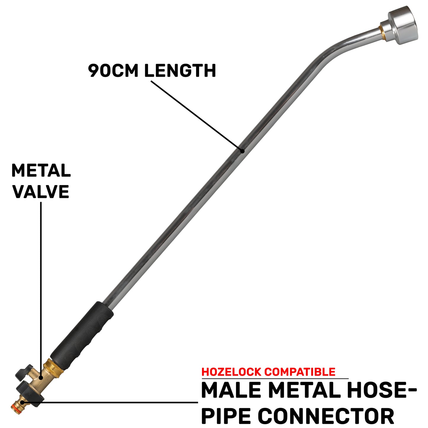 Professional 90cm Watering Lance with Rose & Brass Hose Connector