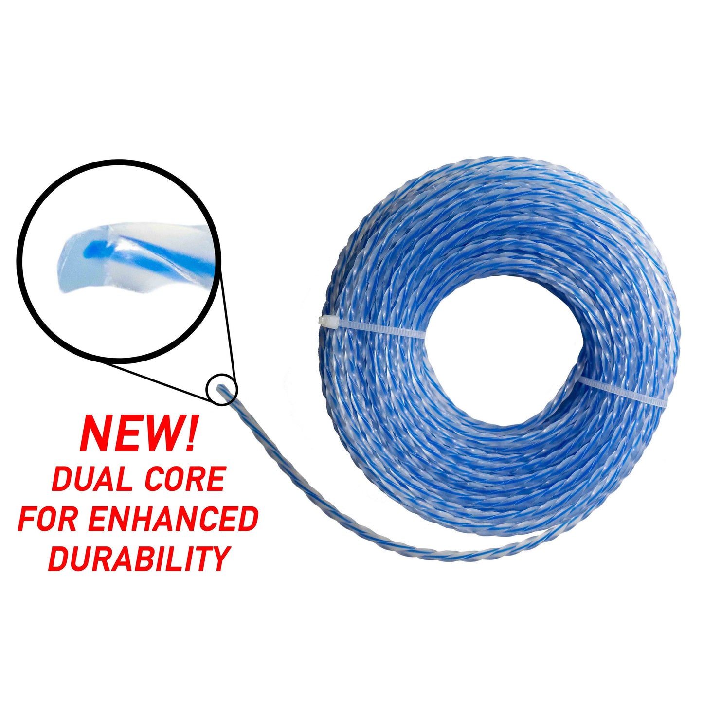 15m Dual Core Twisted Blue Trimmer Line, 2.7mm