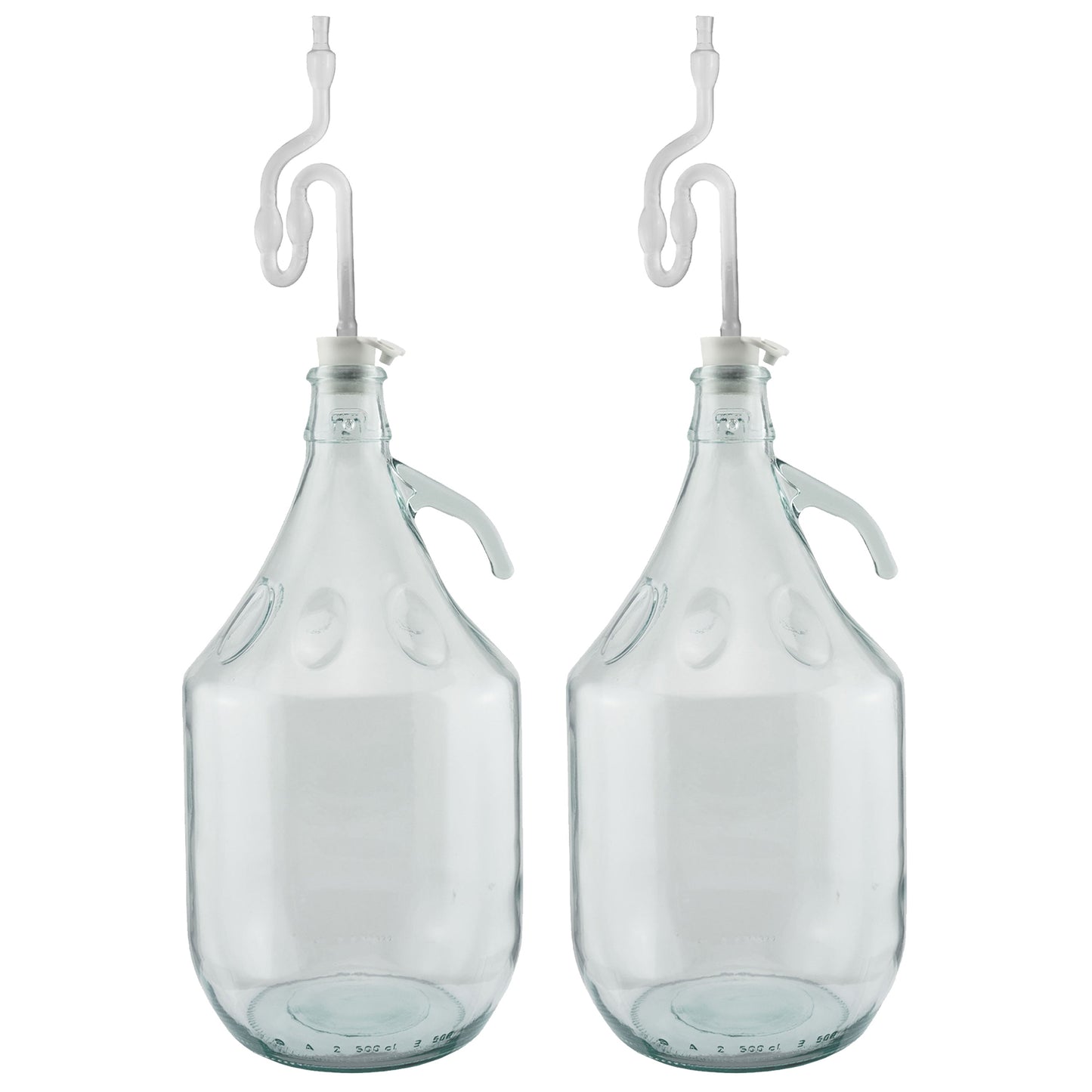 5L Clear Glass Demijohn Bottles with Airlocks & Bungs, Box of 2