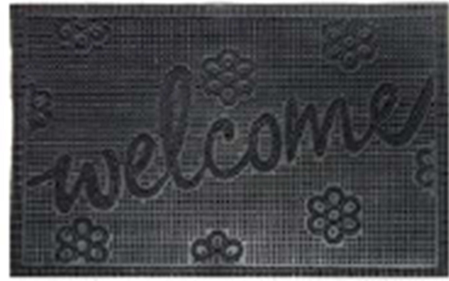 Rubber Doormat, 60cm x 40cm - 'Welcome' (Small Flowers)