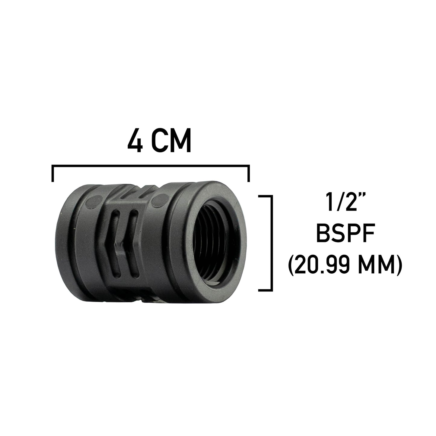 Polypropylene Straight Inline Socket Connector, 1/2"