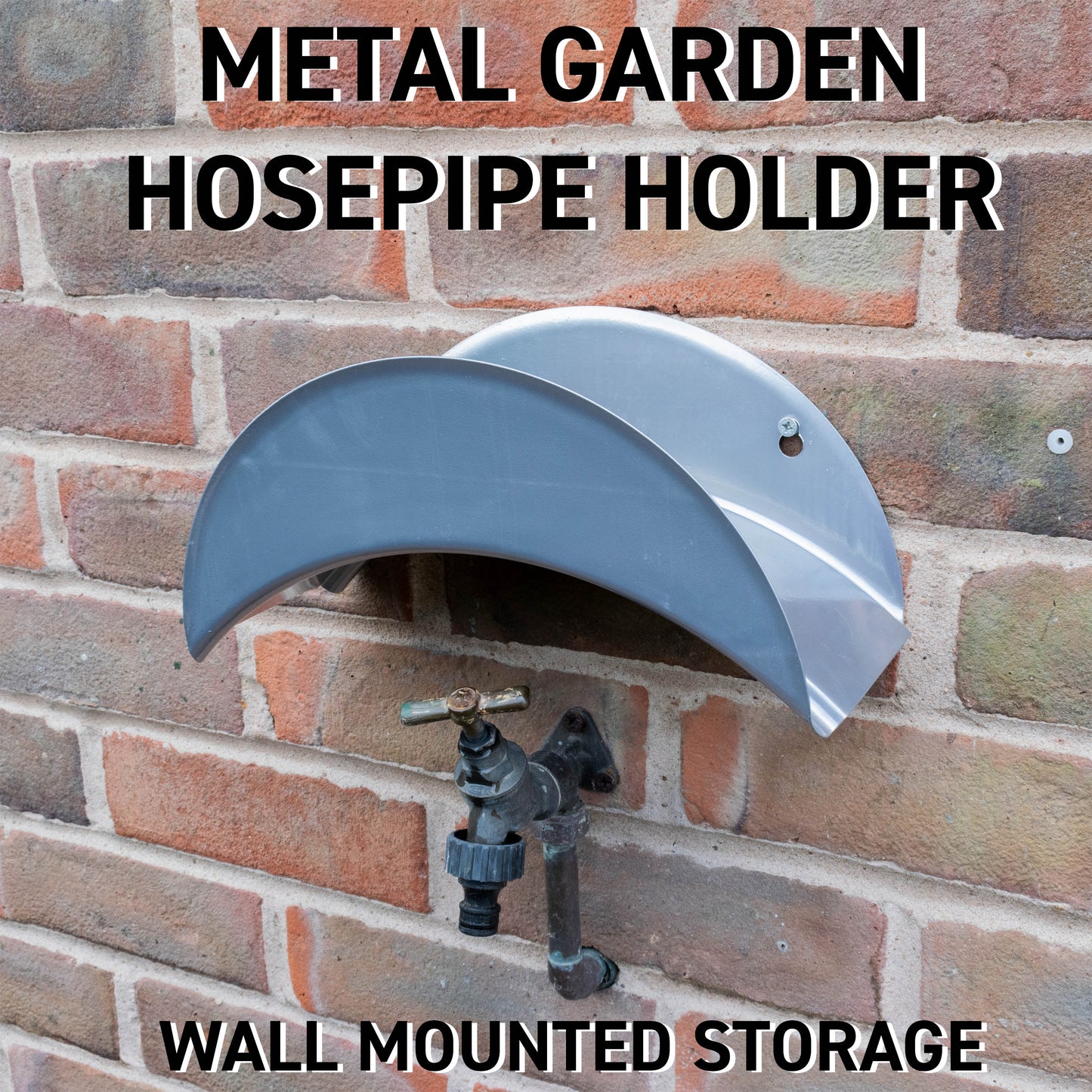 Metal Garden Hose Pipe Holder Hanger Bracket Screw On Wall Mounted Storage
