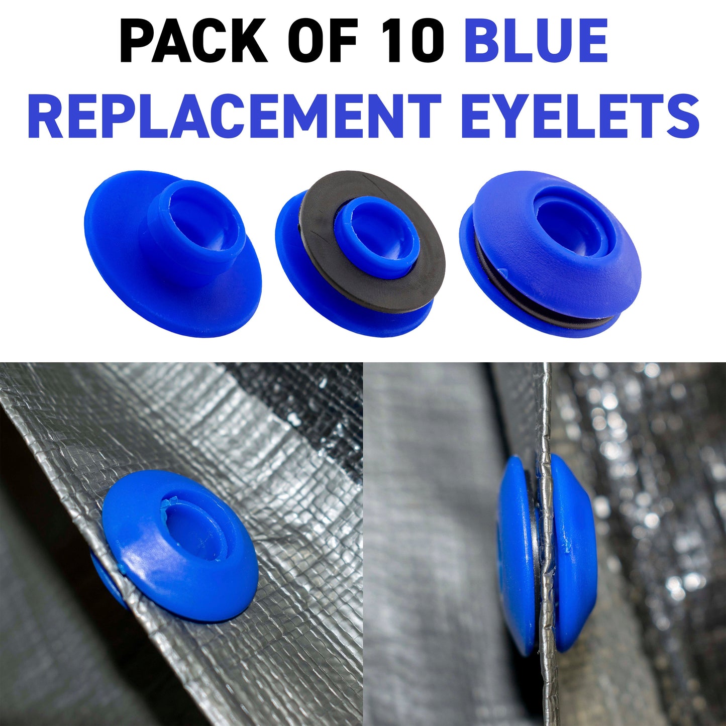 Repacement Tarpaulin Eyelets, Blue Pack of 10