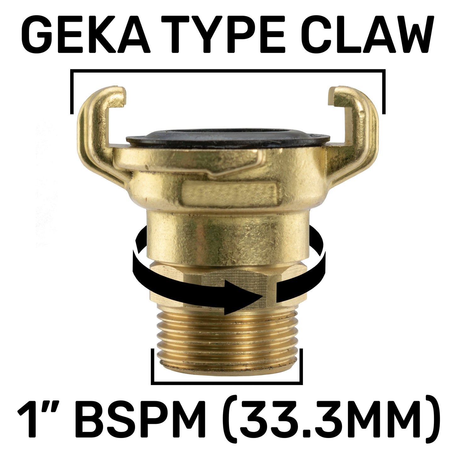 Brass GEKA Style Claw Swivel Hose Connector, 1" BSPM