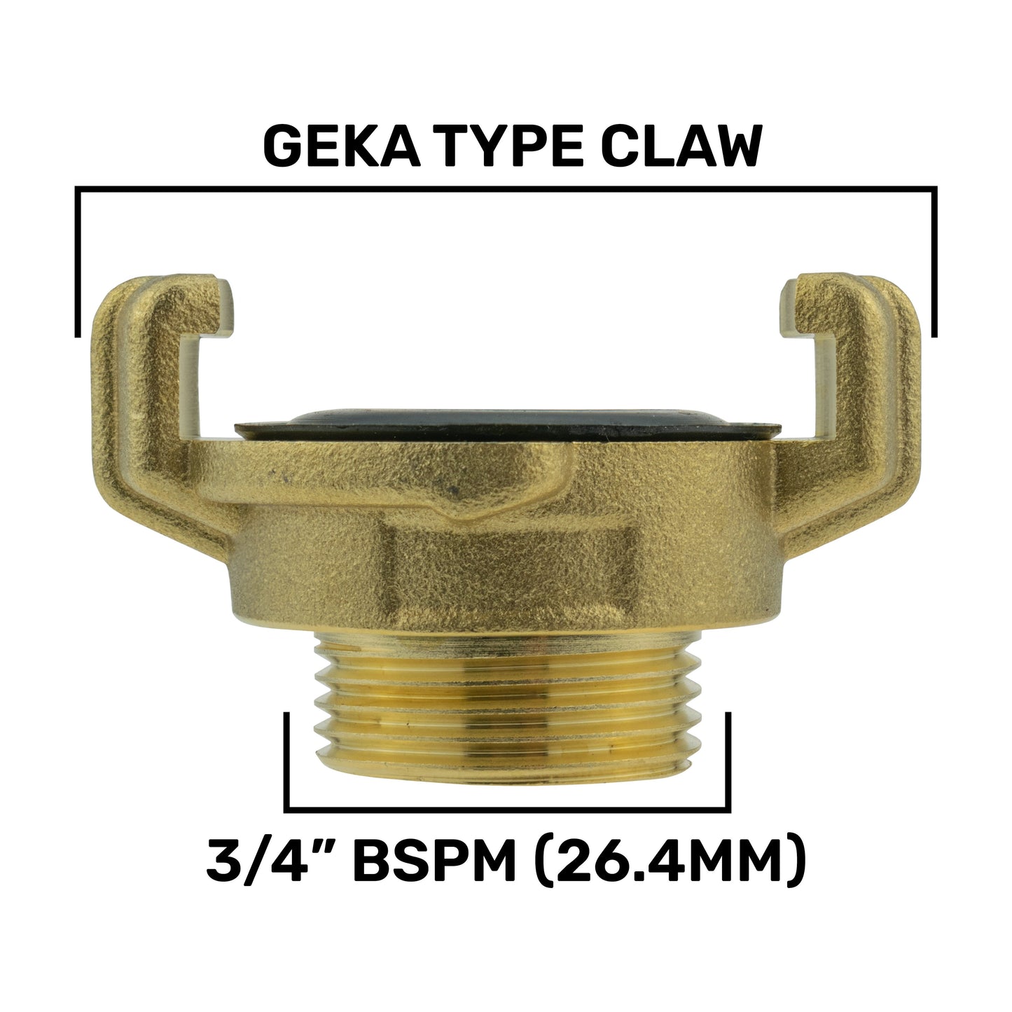 Brass GEKA Style Claw Hose Connector, 3/4" BSPM