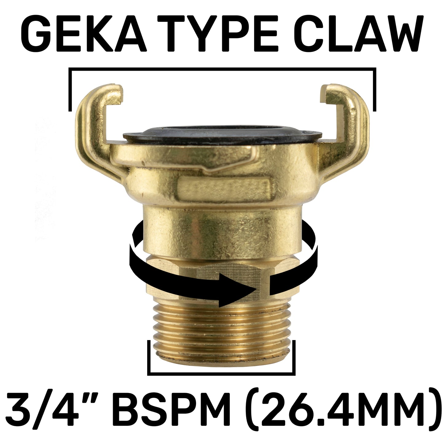 Brass GEKA Style Claw Swivel Hose Connector, 3/4" BSPM