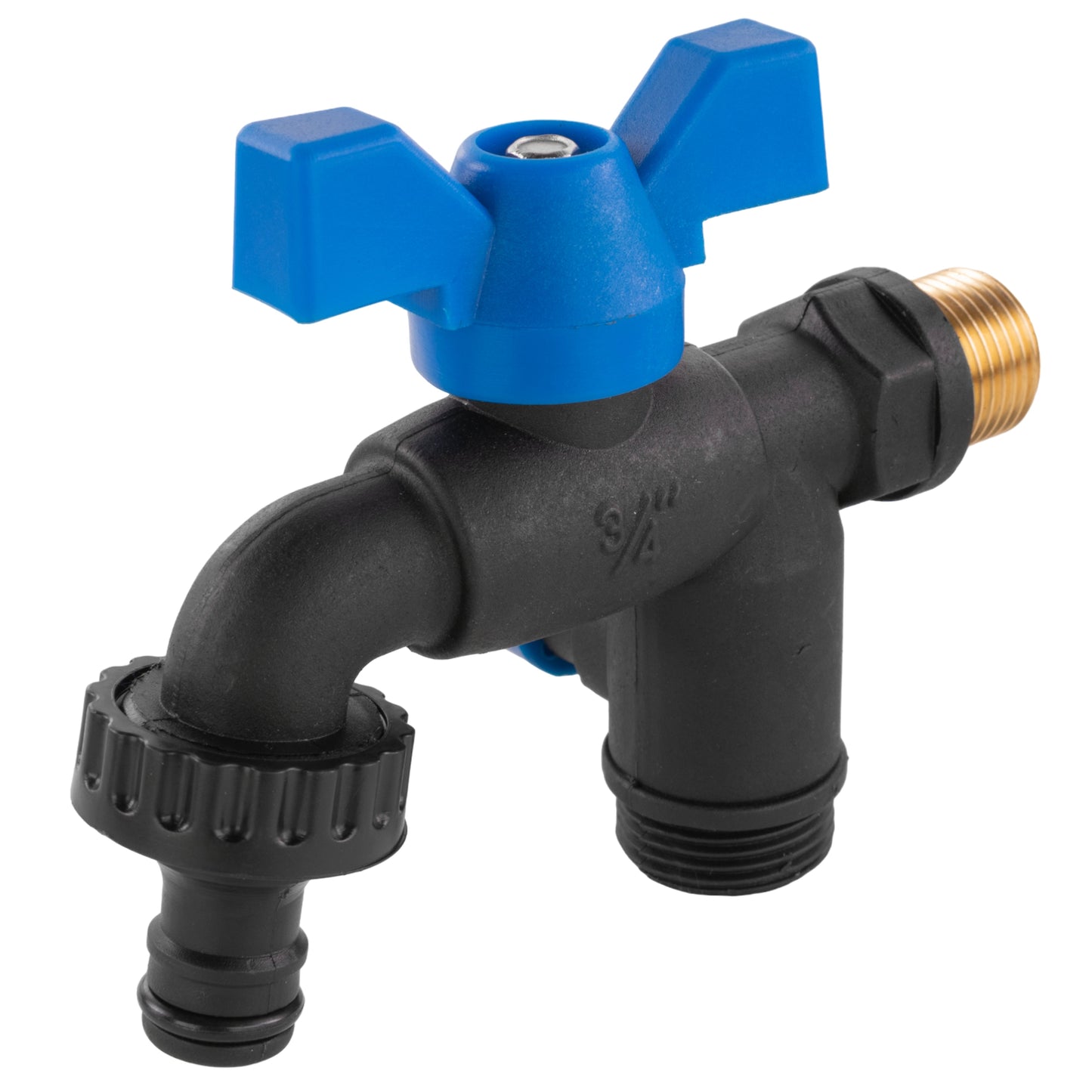 Nylon Quick Connector Dual Outlet Bib Tap, 1/2" BSP