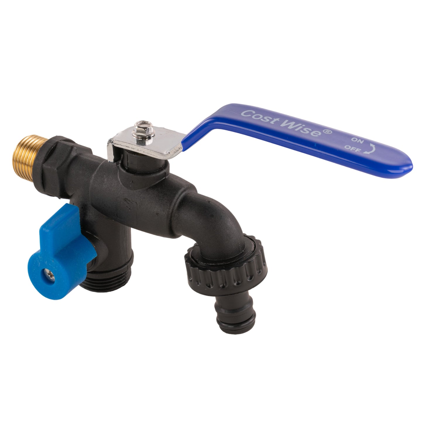 Nylon Quick Connector Dual Outlet Lever Tap, 1/2" BSP
