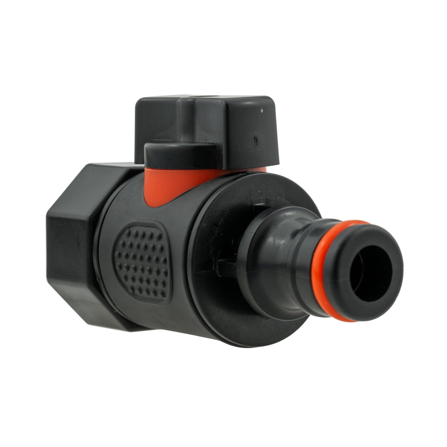 3/4" BSPF To Male Quick Connector Valve, Soft Touch Black