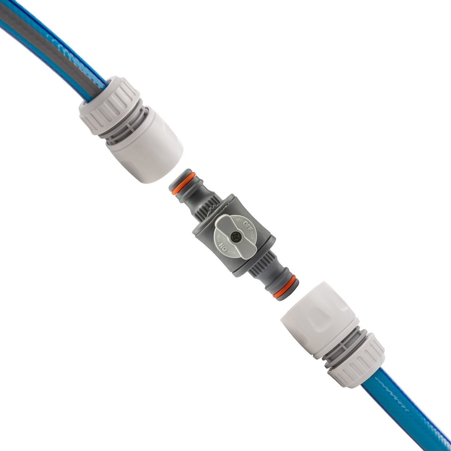 In-Line Valve with Male Quick Connectors, Grey