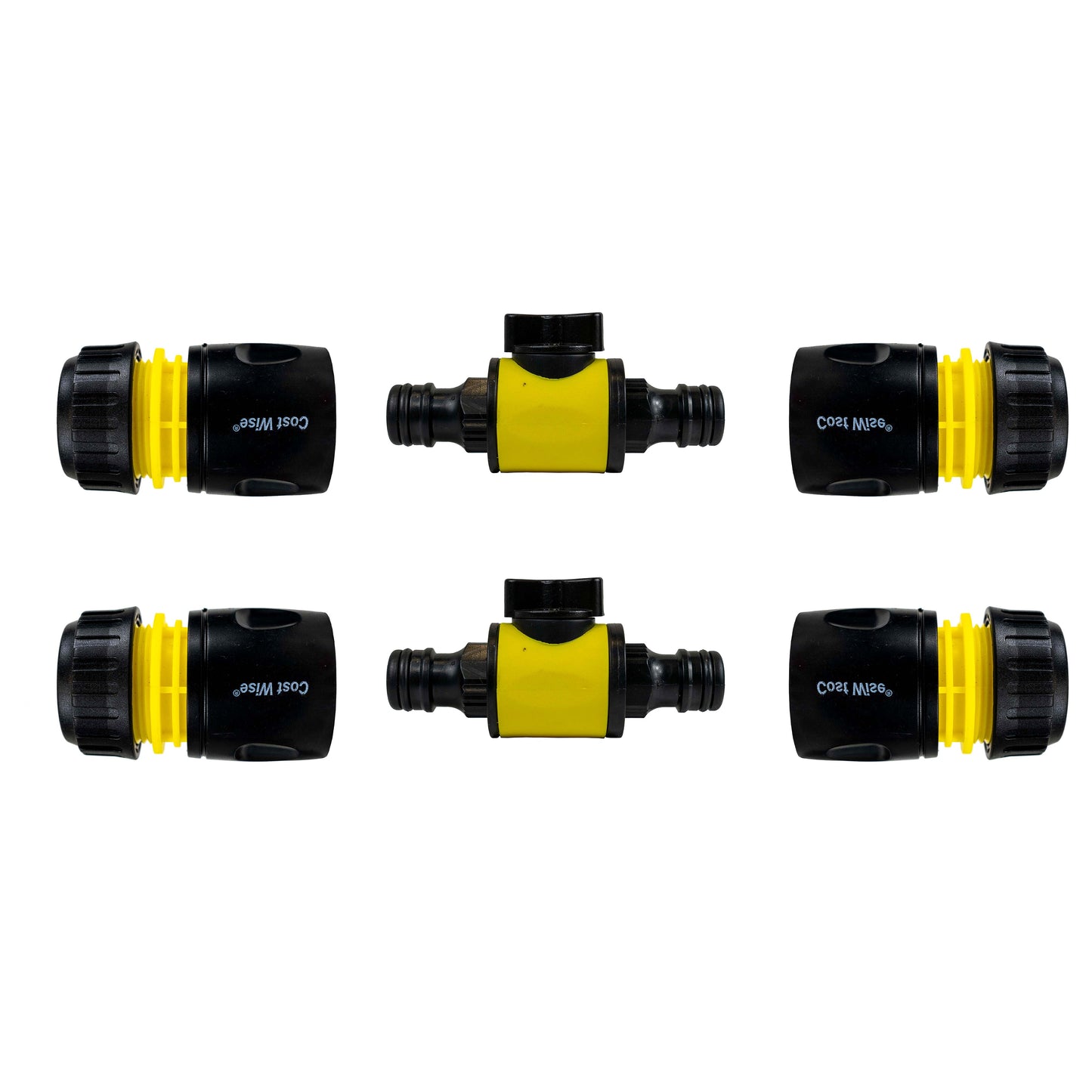 In-Line Valve with Quick Connectors - 6 Piece Set, Yellow
