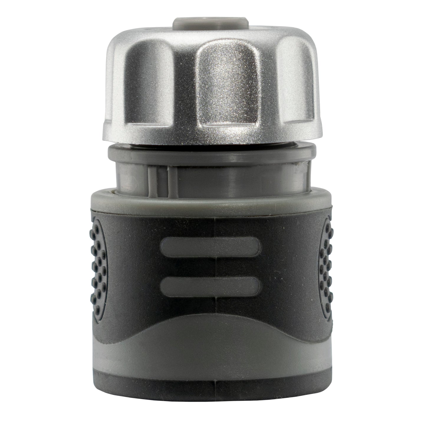 1/2" Female Hose Connector With Stop, Soft Touch Grey