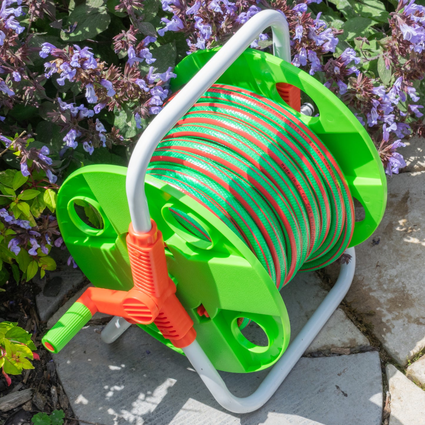 Hose Pipe Storage Reel Holder with 15m Premium 6-Layer Green Hose