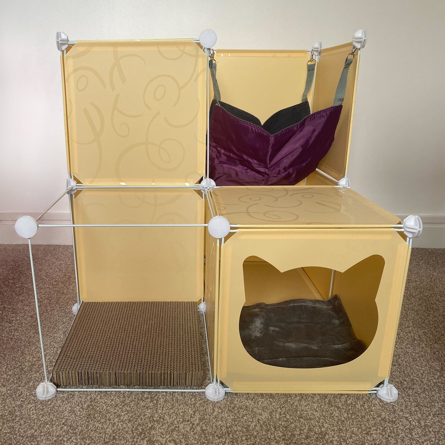 Cream Kitty Cubby Cat Cube Buildable Play Tower, Medium