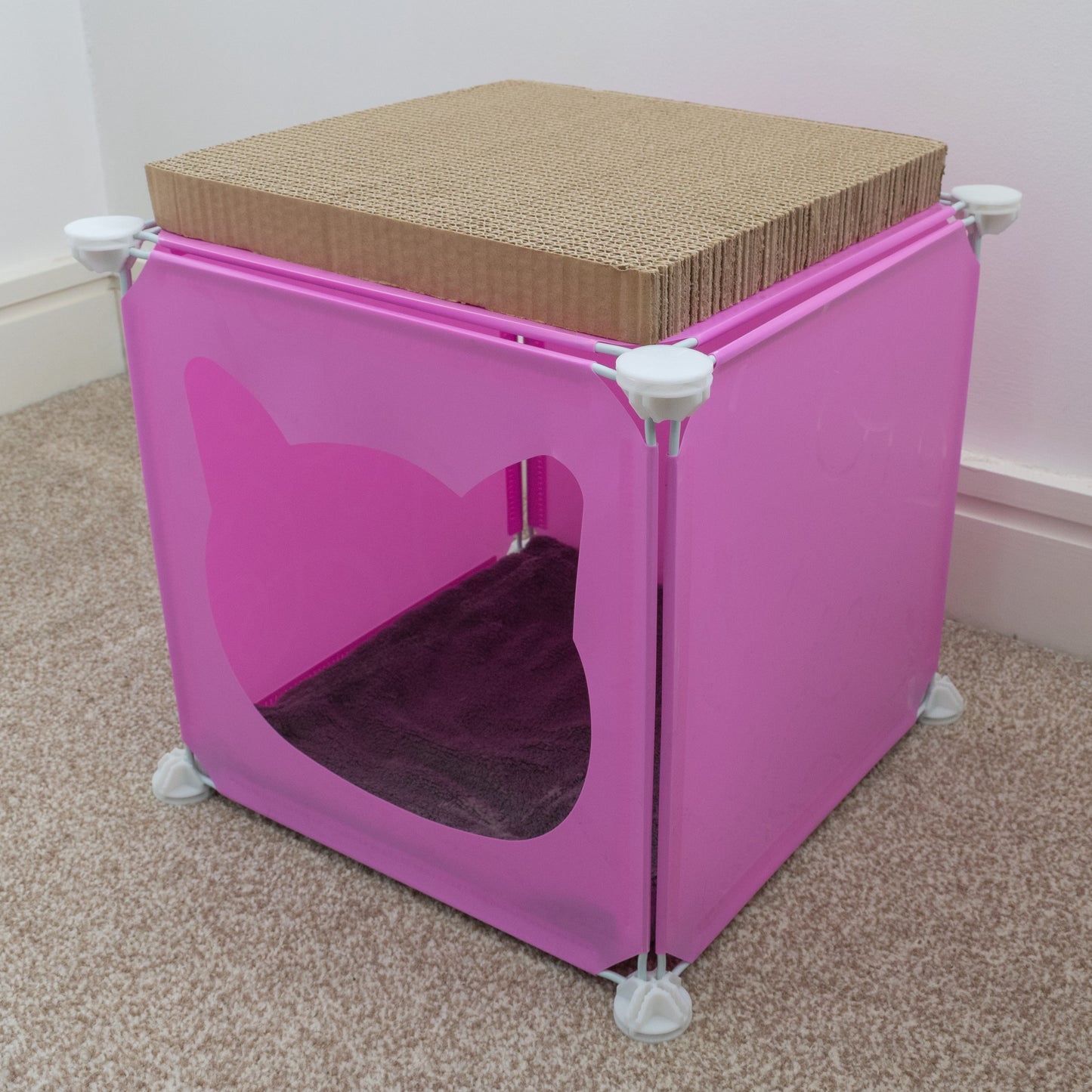 Pink Kitty Cubby Cat Tower Play House, Small