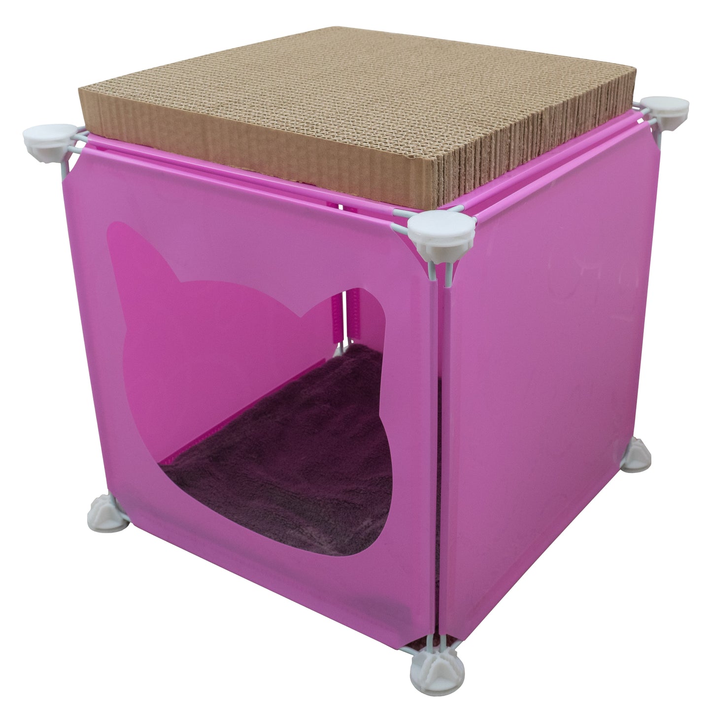 Pink Kitty Cubby Cat Tower Play House, Small