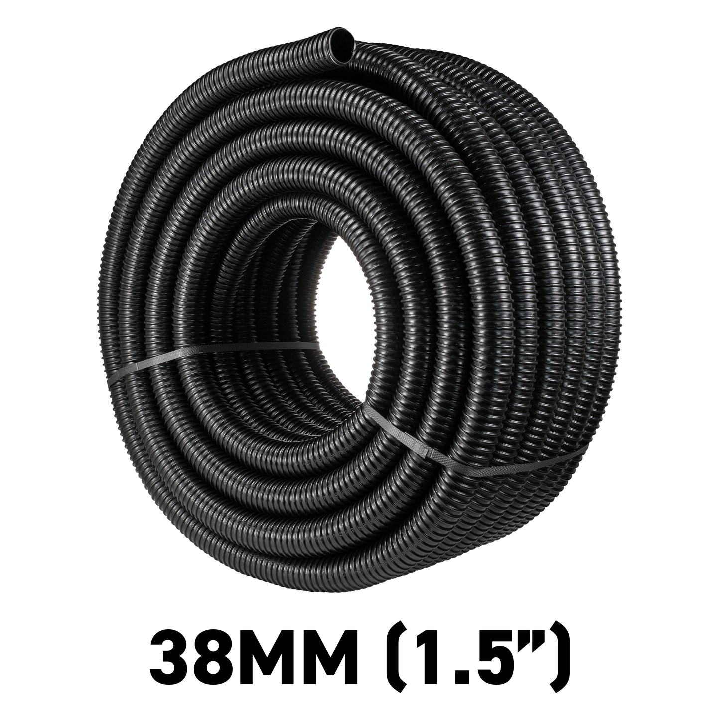 38MM (1.5") BLACK CORRUGATED FLEXIBLE POND HOSE PUMP GARDEN PIPE FISH MARINE