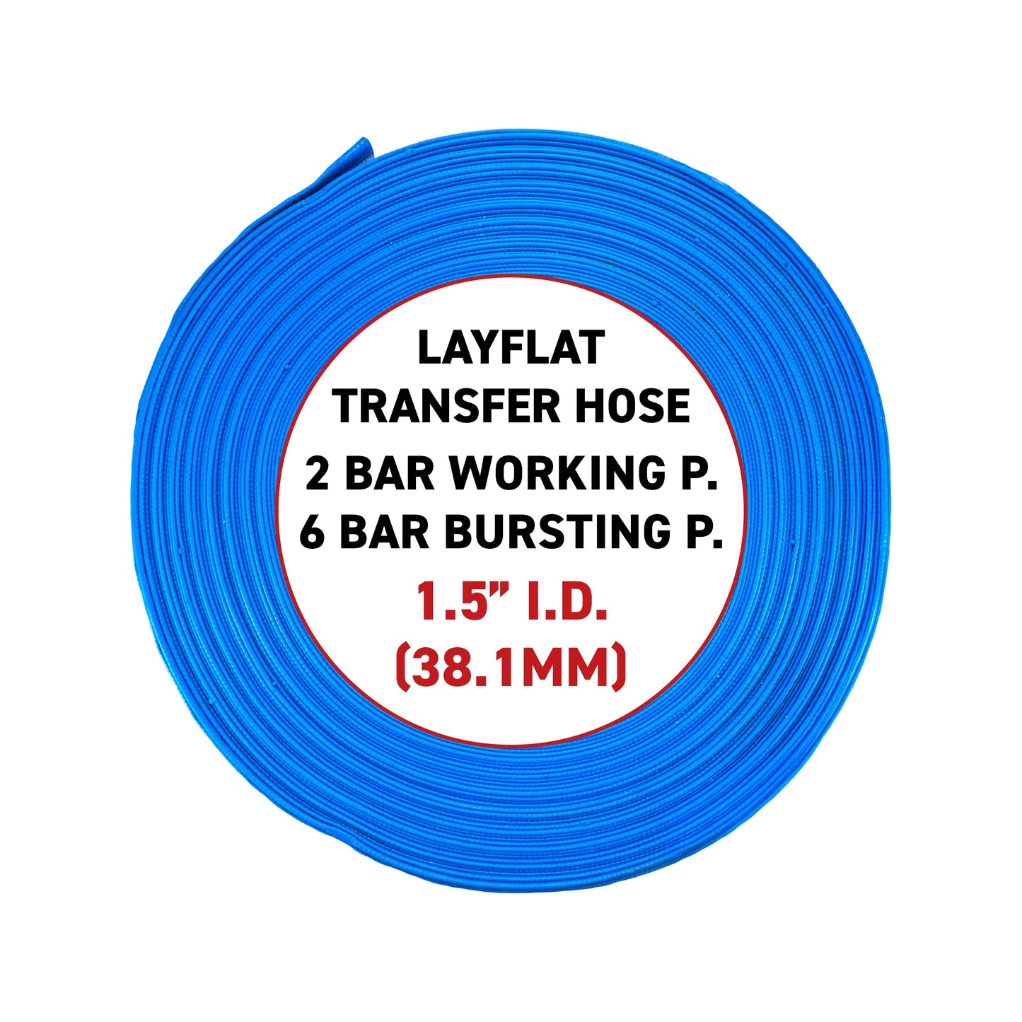 1.5" PVC Lay Flat Discharge Hose, 2-6 BAR