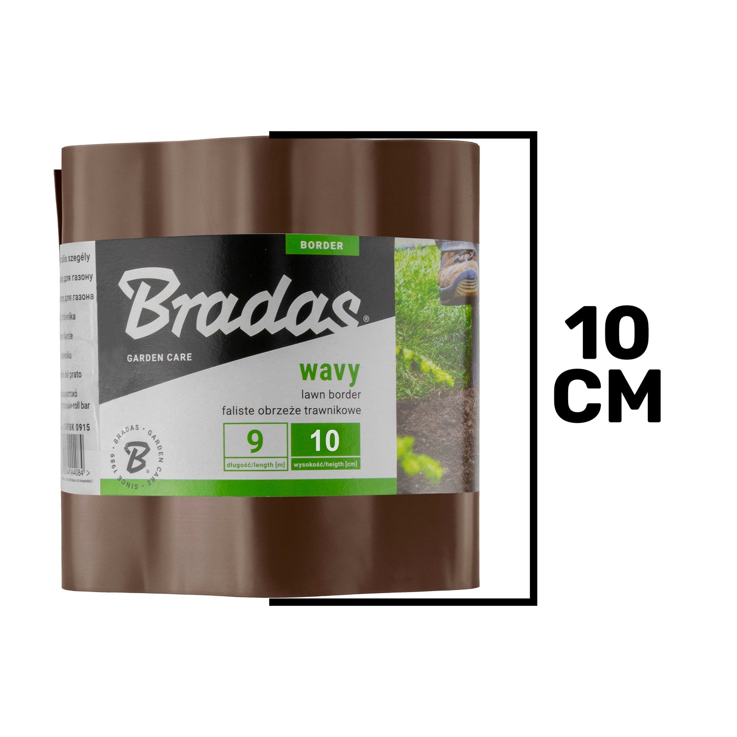Brown Crinkled Flexible Lawn Edging, 10cm Height