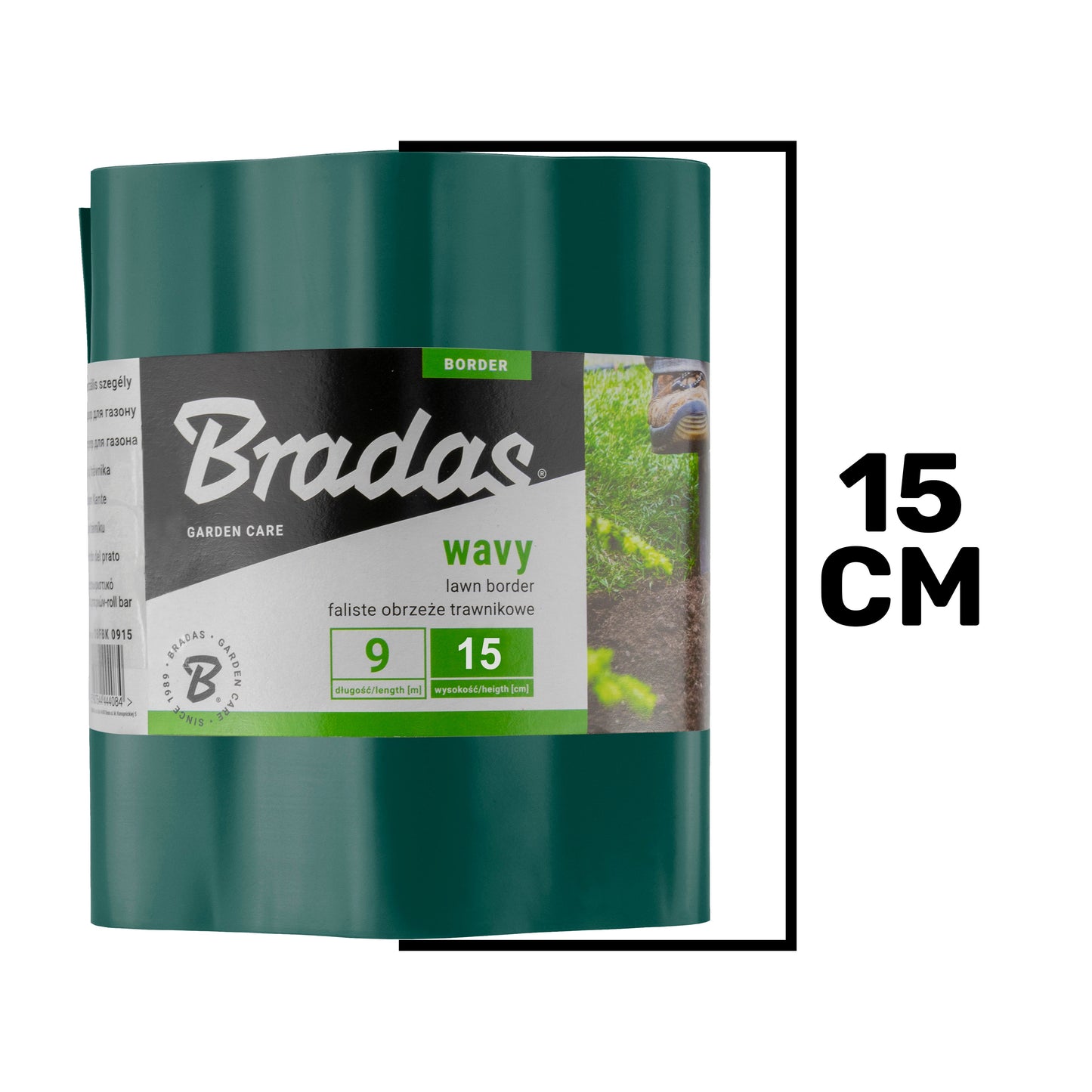 Green Crinkled Flexible Lawn Edging, 15cm Height