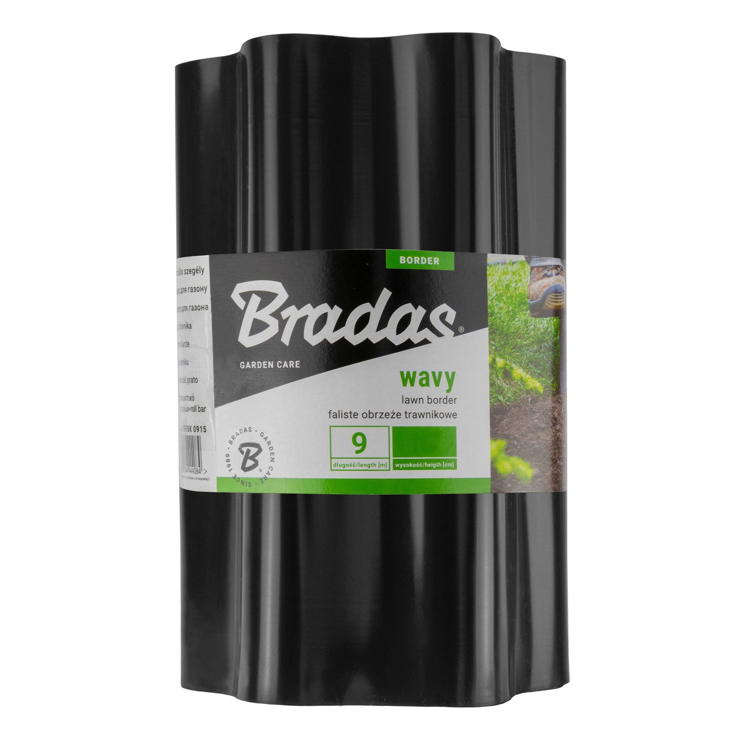 Black Crinkled Flexible Lawn Edging, 25cm Height