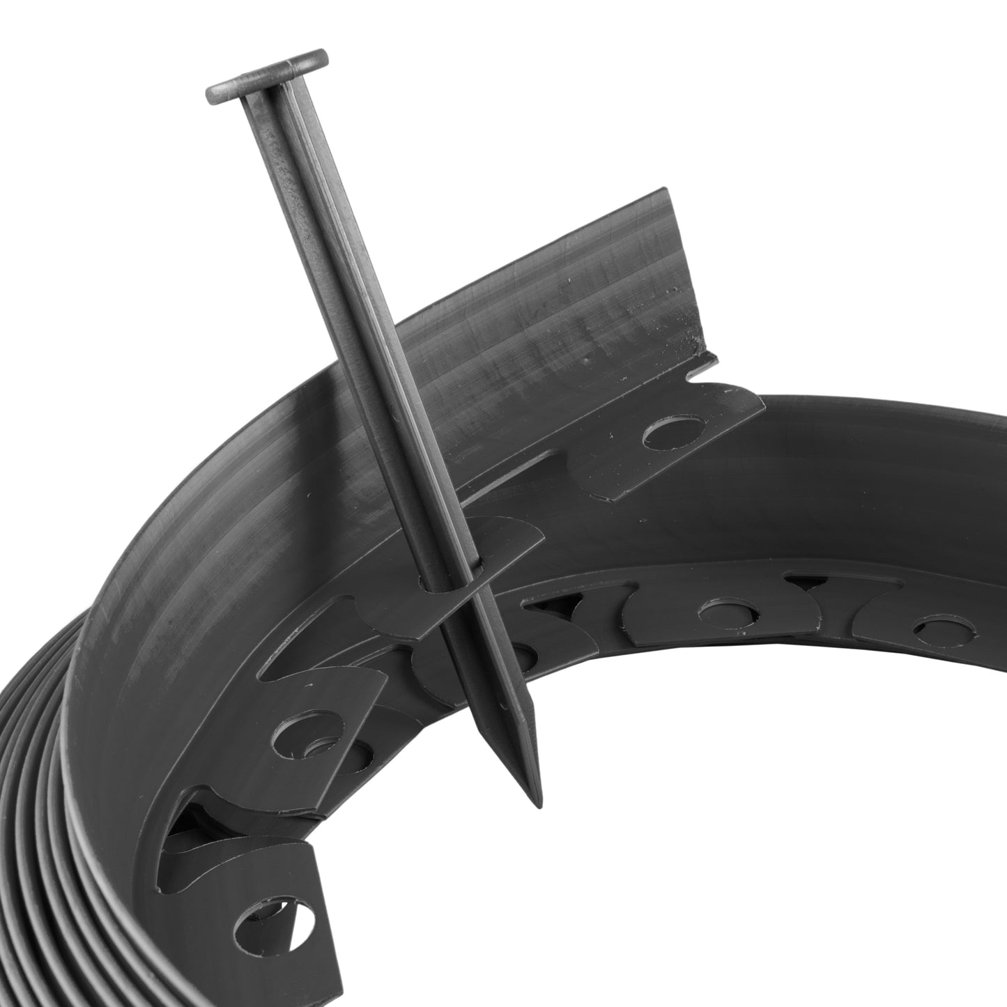 Black Curved Lawn Edging Set with Pegs, 60mm Height