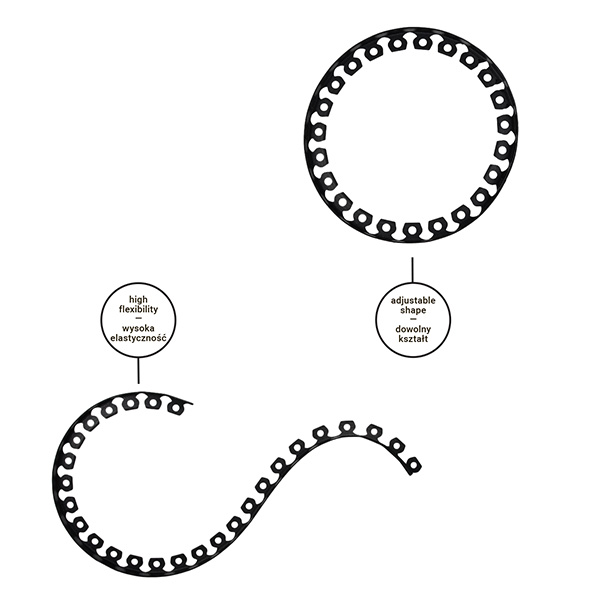 Grey Curved Lawn Edging Set with Pegs, 40mm Height