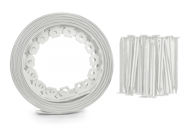 Light Grey Curved Lawn Edging Set with Pegs, 40mm Height