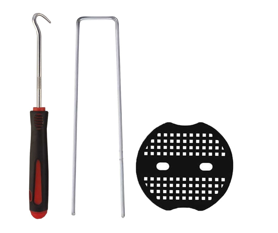 6" Weed Matting Pegs & Securing Washer, Red Tool