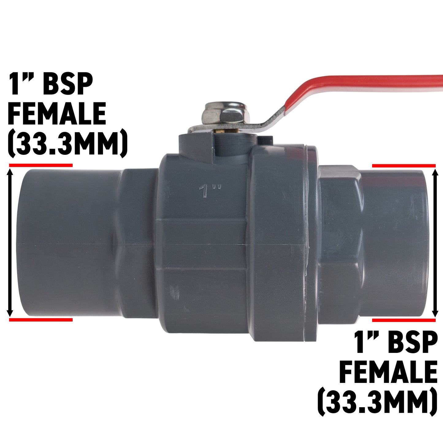 Polypropylene Lever Valve with Stainless Steel Ball, 1"