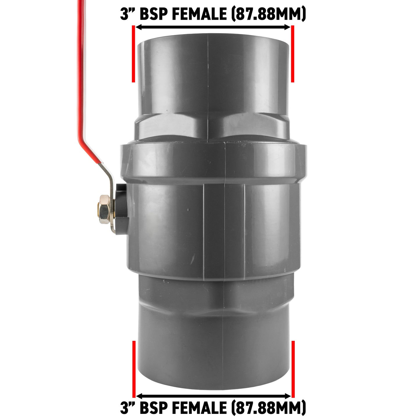 Polypropylene Lever Valve with Stainless Steel Ball, 3"